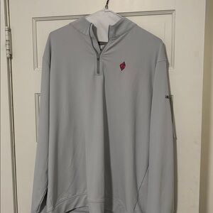 Peter Millar Gray Quarter-Zip Pullover with Embroidered Logo